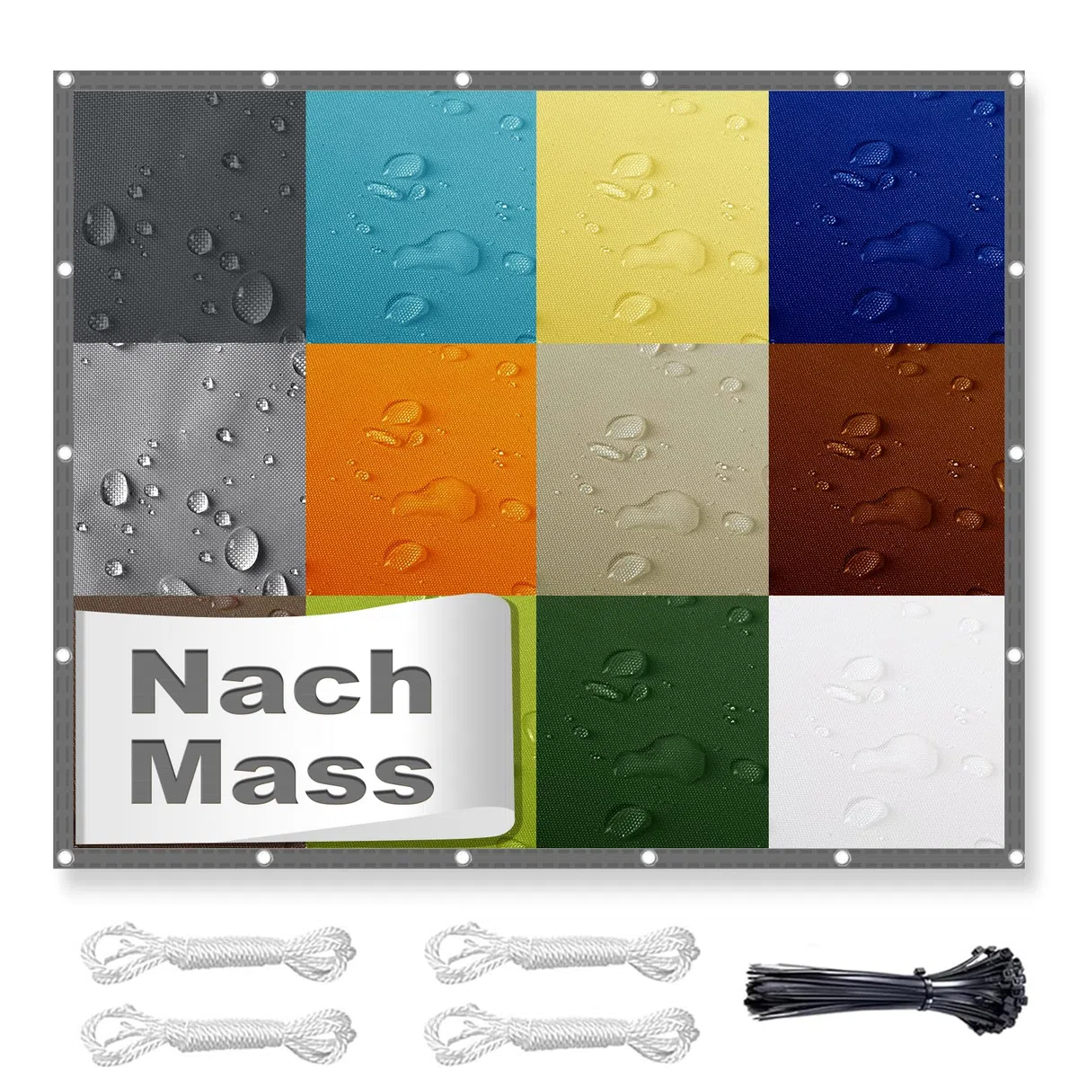 Sonnensegel Rechteckig Nach Maß Anfertigen mit ösen, Balkon-Sichtschutz Wasserdicht UV-Schutz, Länge 50-600 cm, Breite 100-600 cm, individuell anpassbar in 10 cm Schritten, für Balkon Terrasse