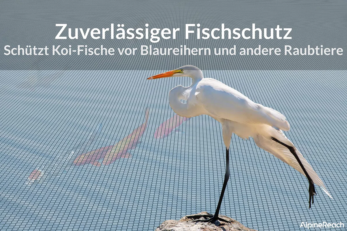 AlpineReach 4,5m x 6m Teichnetz & Erdanker aus Stahl - feinmaschig (10x10mm) Vogelschutznetz Vogelnetz, Netz für Blätter, Schützt Koifische vor Blaureihern, Vögeln UV eständig Schwarz Wiederverwendbar