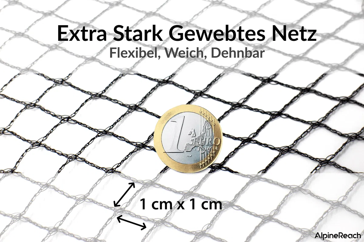 AlpineReach 4,5m x 6m Teichnetz & Erdanker aus Stahl - feinmaschig (10x10mm) Vogelschutznetz Vogelnetz, Netz für Blätter, Schützt Koifische vor Blaureihern, Vögeln UV eständig Schwarz Wiederverwendbar